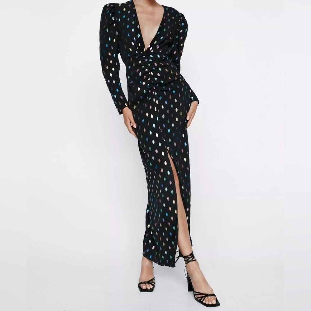 Nasty Gal Puffy Shoulders Maxi Dress